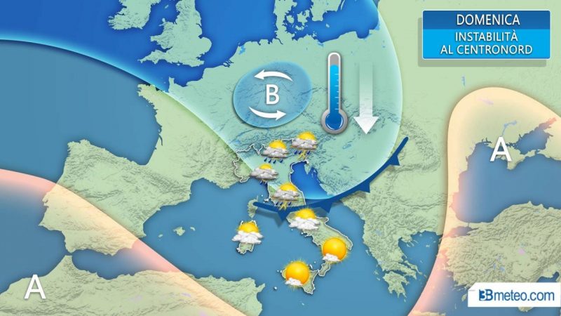 Temporali e temperature in calo nel weekend