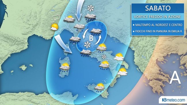 Maltempo, sabato invernale al Nord