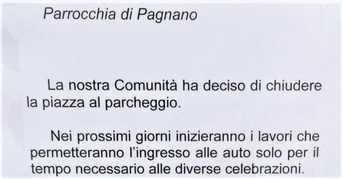 Polemiche e perplessità a Pagnano per la chiusura del sagrato