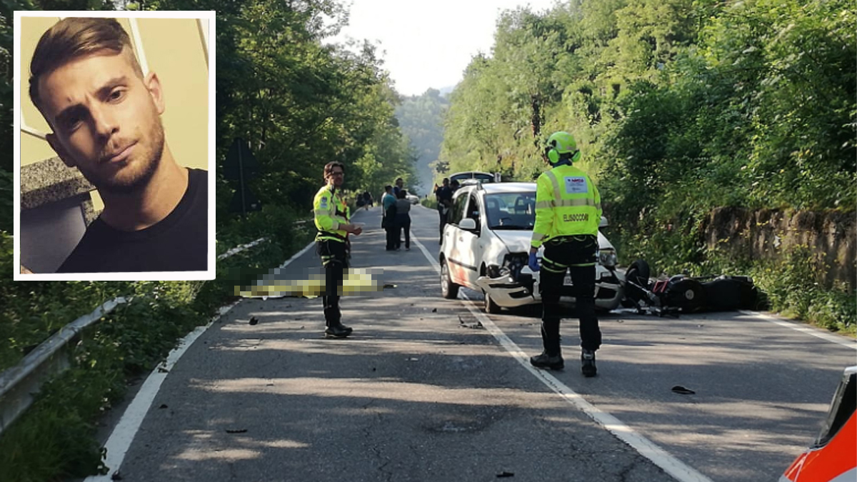 Gravissimo incidente auto moto, Calolzio piange il giovane Pietro