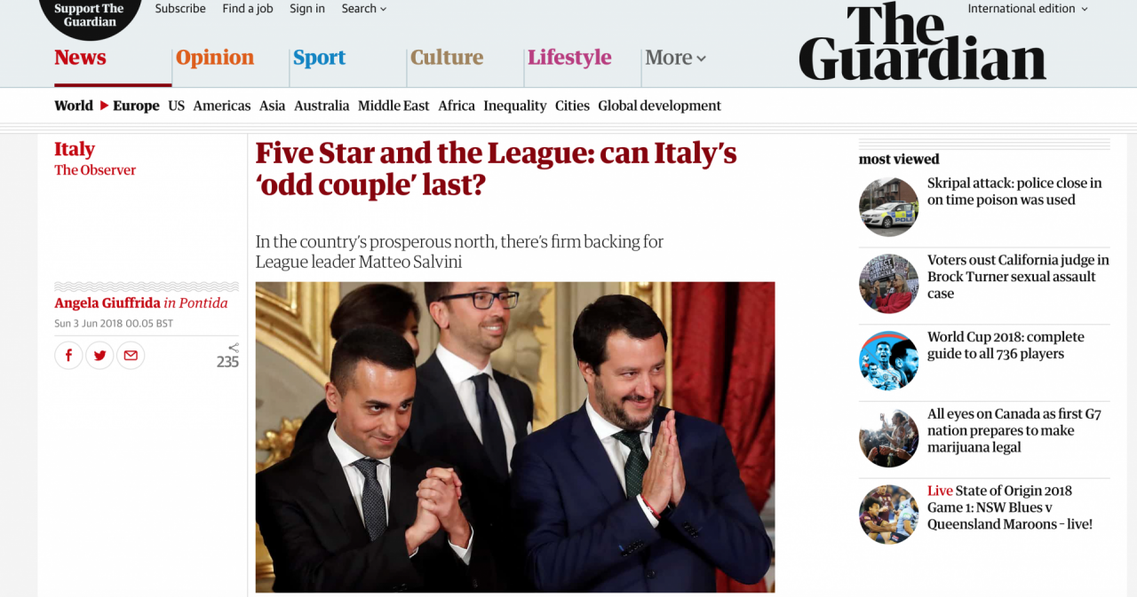 Calolziocorte finisce sul celebre tabloid inglese The Guardian