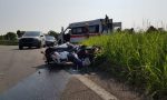 Incidente tra auto e moto, ferito un centauro di Viganò FOTO