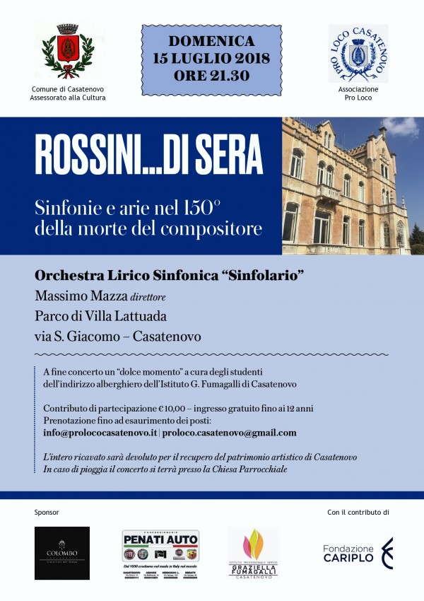 Appuntamento a Casatenovo con Rossini di sera