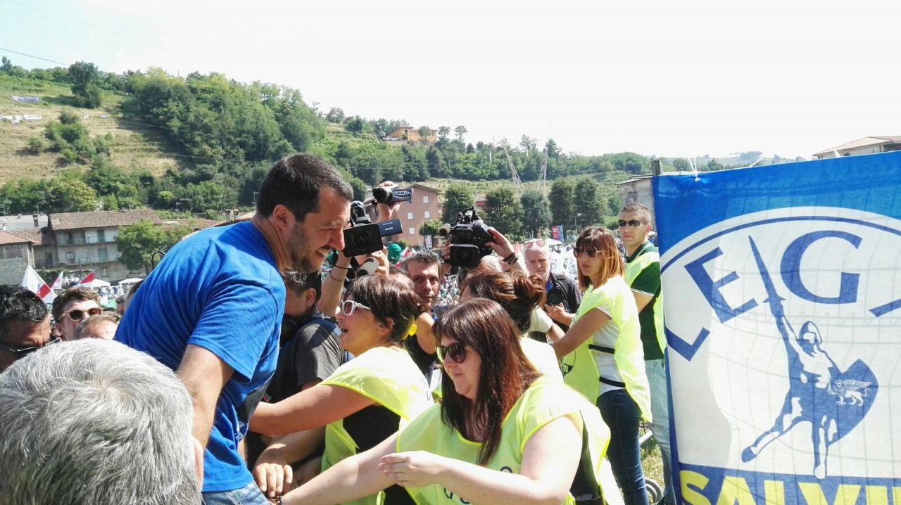 Matteo Salvini arriva al raduno FOTO