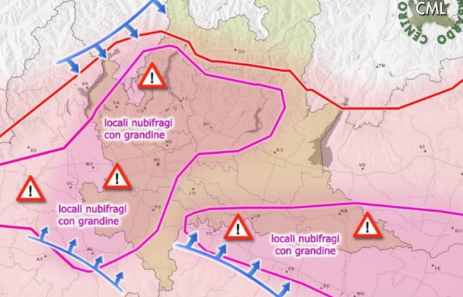Lunedì di temporali e grandine PREVISIONI METEO