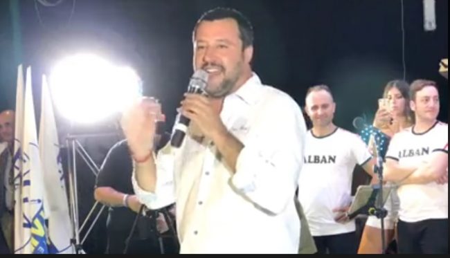 Matteo Salvini arriva nel Lecchese