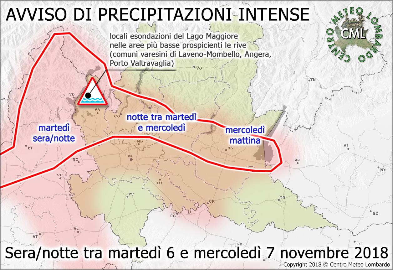 In arrivo precipitazioni intense sul Lecchese