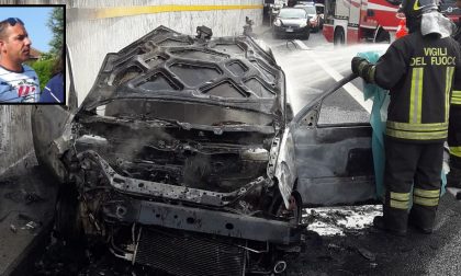 Morto nel rogo dell'auto in Tangenziale Est: la vittima era di Merate FOTO E VIDEO