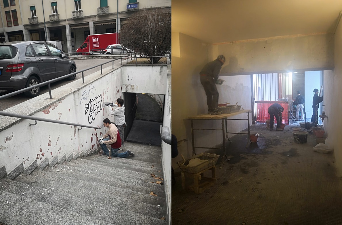 Riparte il “cantiere scuola” nel sottopasso di largo Europa a Lecco