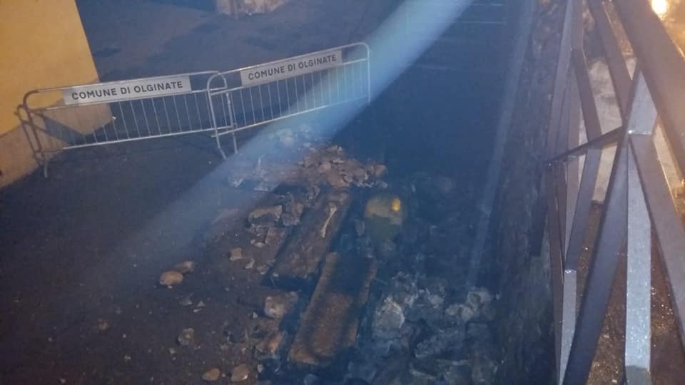 Incidente ad Olginate: abbattuto muro in via Sant'Agnese