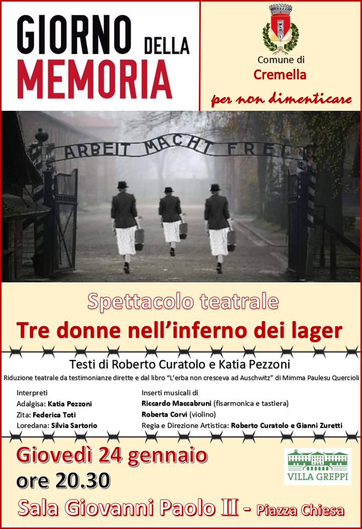 Giornata della Memoria con uno spettacolo a Cremella