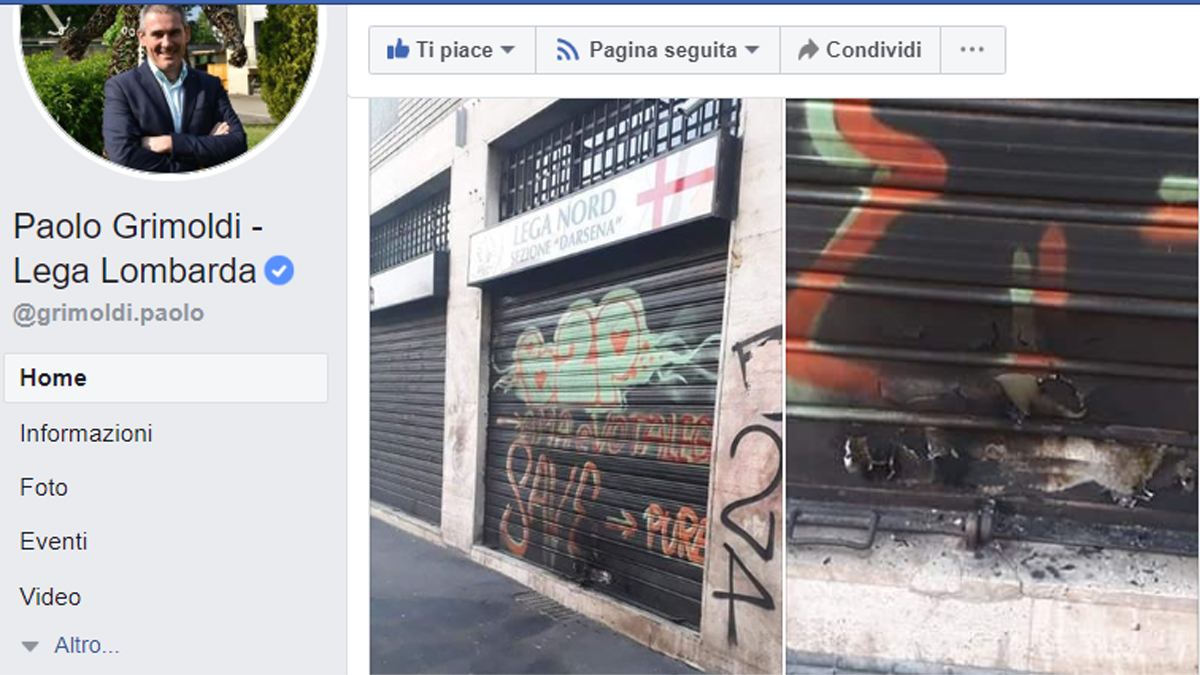 Attacco incendiario alla sede della Lega a Milano: condanna unanime