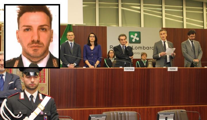 Al Pirellone omaggio all’agente Pischedda, morto mentre inseguiva un ladro FOTO