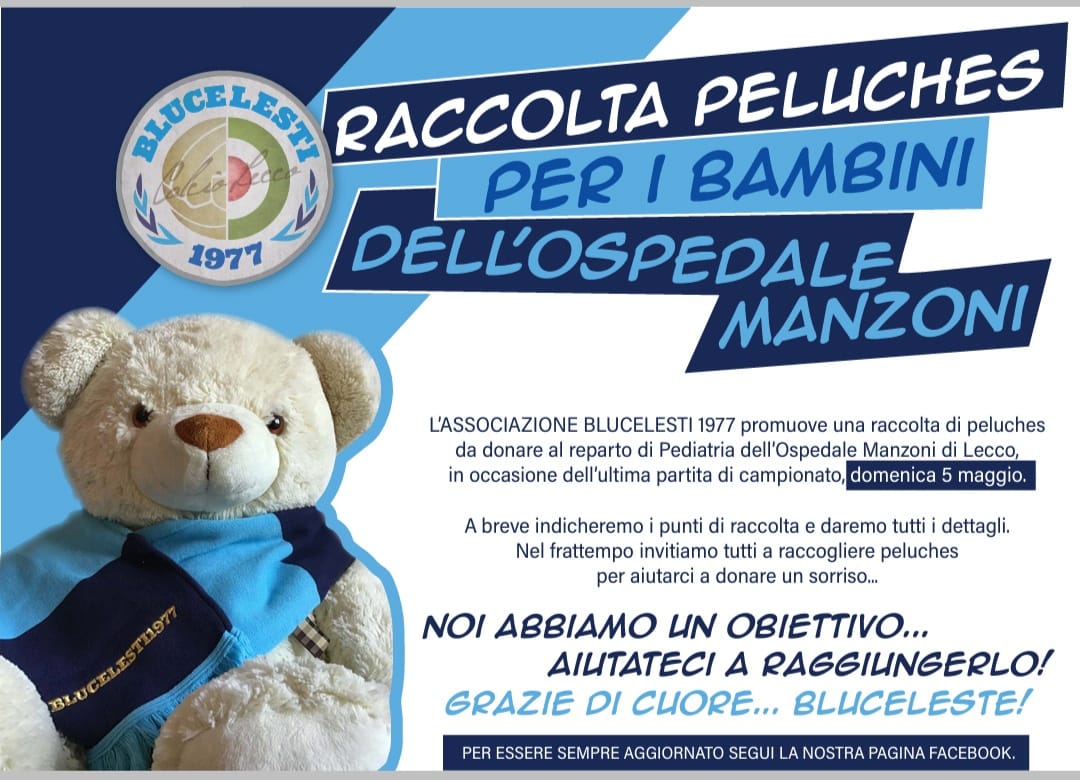 I tifosi blucelesti raccolgono peluches per i bimbi dell’ospedale di Lecco