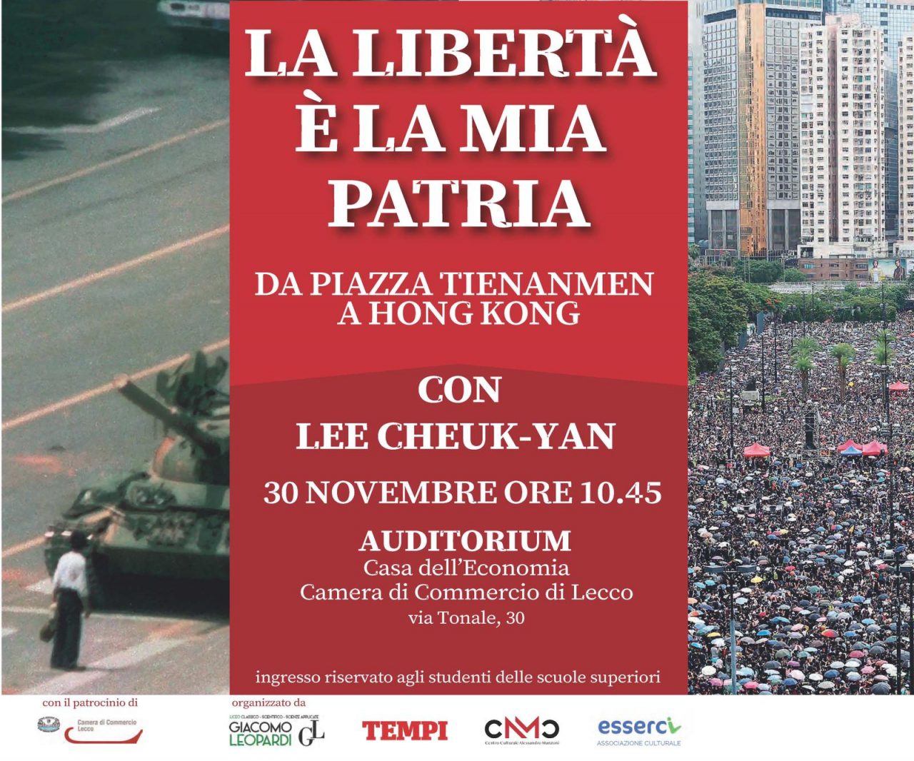 Lecco: incontro con Lee Cheuk-yan, testimone di Piazza Tienanmen