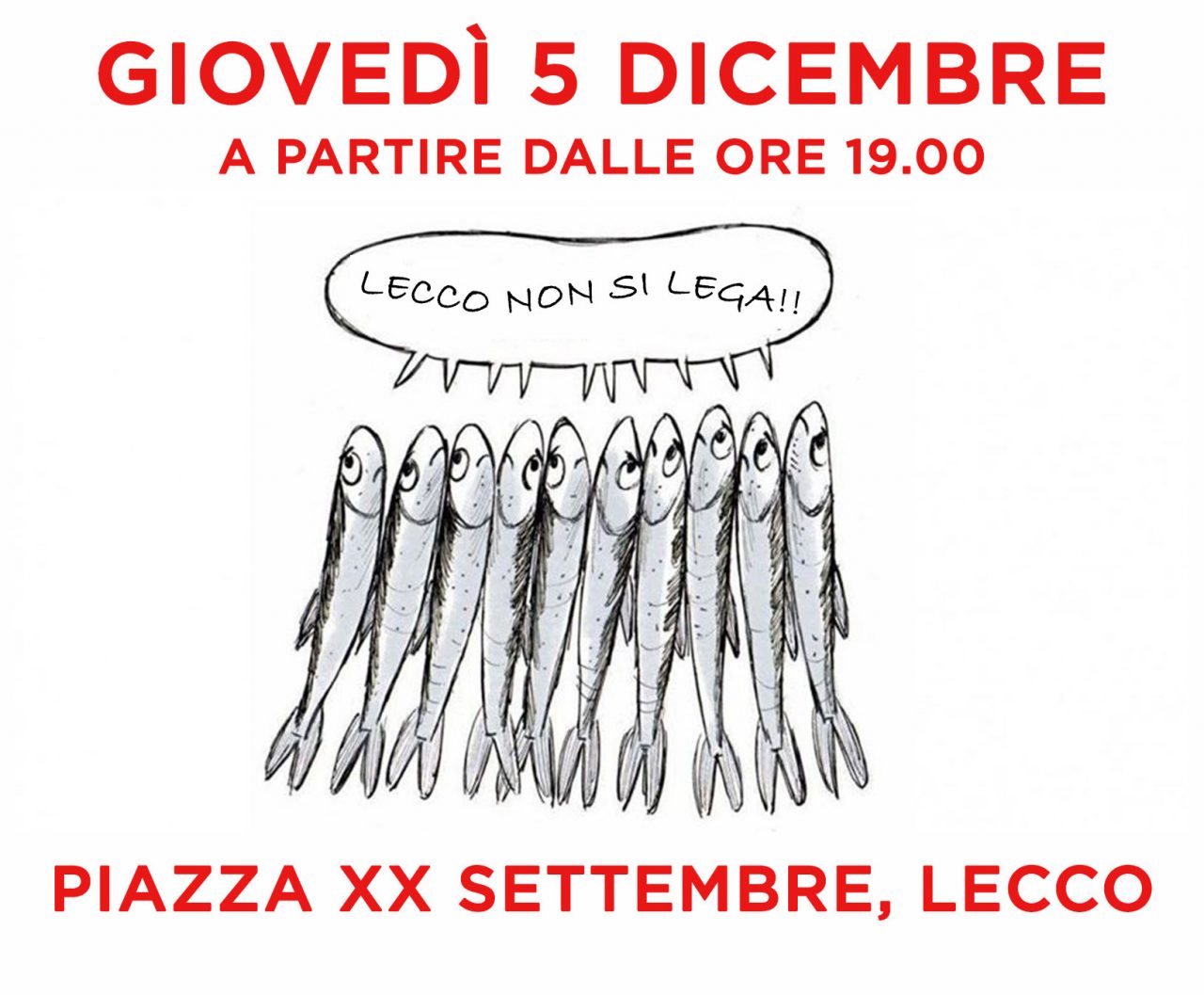 “Lecco non si Lega”: sardine di Lecco in piazza il 5 dicembre