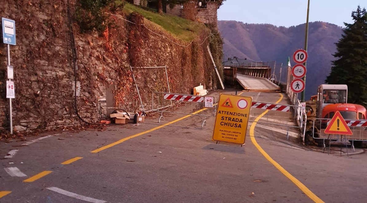 Frana di Cernobbio: chiusura temporanea del ponte per ricostruzione del muro