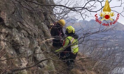 Rischia di precipitare nel burrone con il cane: salvata dall'elicottero del Vigili del Fuoco FOTO