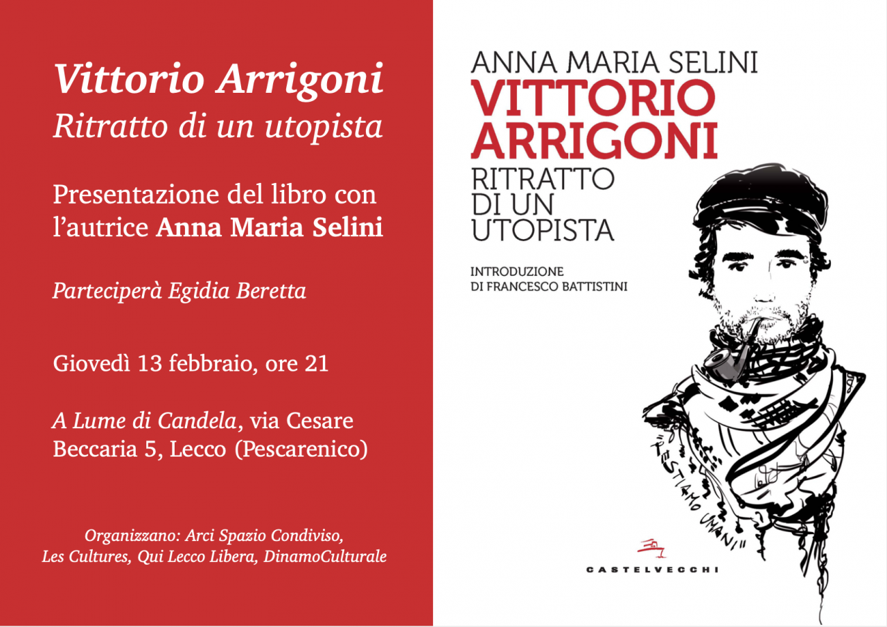 Giovedì 13 febbraio presentazione del libro “Vittorio Arrigoni. Ritratto di un utopista”