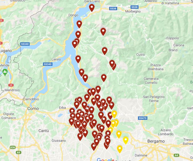 Coronavirus:  934 positivi nel Lecchese I DATI E  LA MAPPA AGGIORNATA