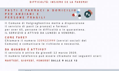 "Valgreghentino si aiuta": il Comune porta pasti e farmaci a domicilio
