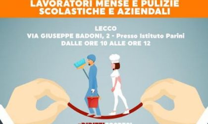 Covid-19:  presidio a Lecco per il futuro delle lavoratrici delle mense e addette alle pulizie delle scuole