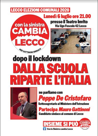 Il 6 luglio a Lecco si parla di scuola con il sottosegretario De Cristofaro