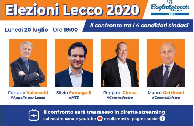 Lecco, lunedì 20 luglio il primo confronto tra i quattro candidati sindaci