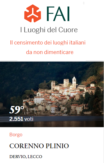 I luoghi del cuore del Fai: Corenno Plinio fa incetta di voti