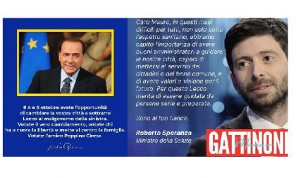 Ultimi endorsement prima del ballottaggio: Berlusconi per Ciresa, Speranza per Gattinoni