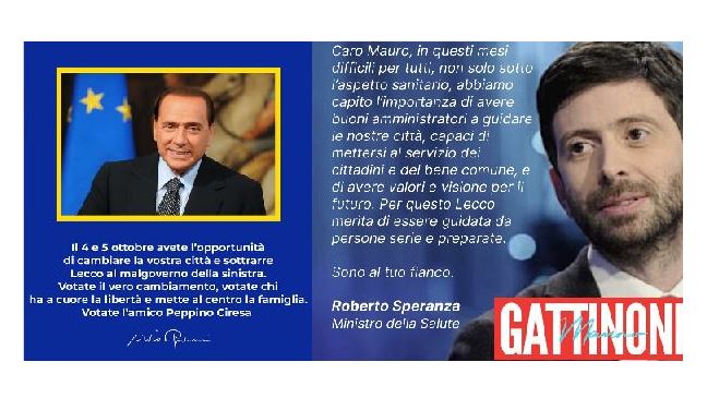 Ultimi endorsement prima del ballottaggio: Berlusconi per Ciresa, Speranza per Gattinoni