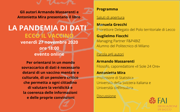 Presentazione del libro “La pandemia dei dati. Ecco il vaccino”