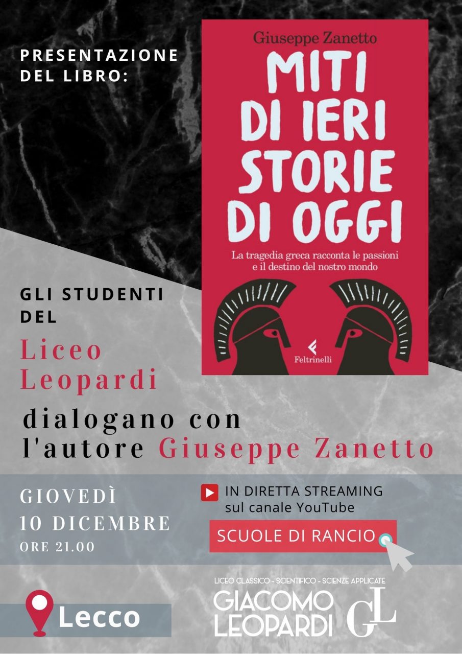 “Miti di ieri storie di oggi”: il 10 dicembre incontro con Giuseppe Zanetto