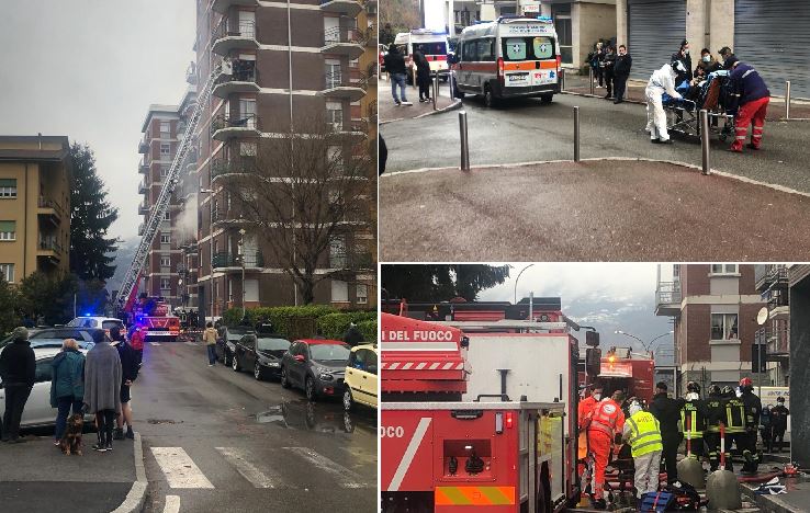 Devastante incendio a Malgrate, pesantissimo il bilancio: marito e moglie in ospedale in codice rosso, tre donne e due bambini intossicati