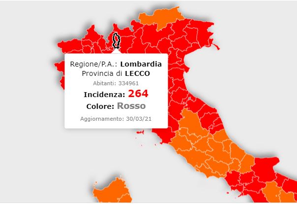 Calano ancora la media dei casi e l’incidenza a Lecco ma siamo ancora sopra quota 250