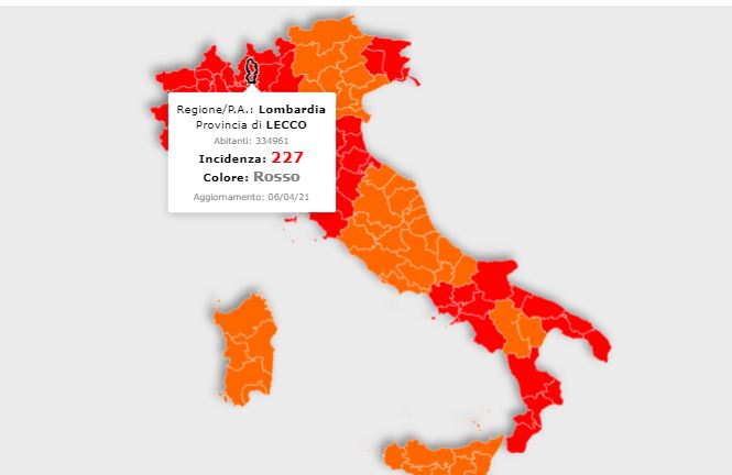 Coronavirus: l’incidenza a Lecco è scesa sotto la soglia critica. La curva lombarda decresce