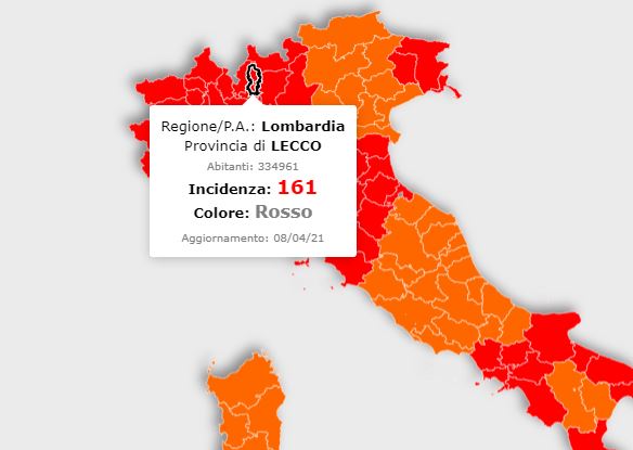 La Lombardia zona arancione, attesa oggi la conferma. Incidenza a Lecco a 161