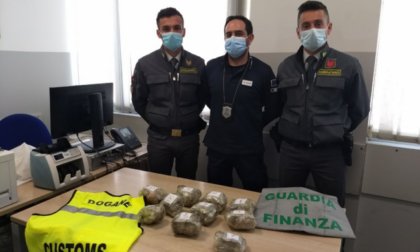 Dieci panetti di marijuana nel vano dell'auto scovati dal fiuto del cane Napoleon