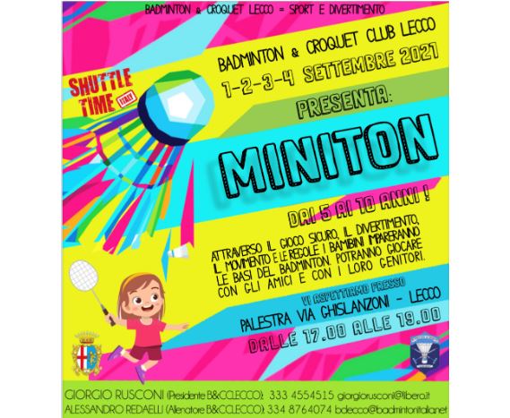 Dal primo settembre riparte il Badminton, al via anche il Miniton