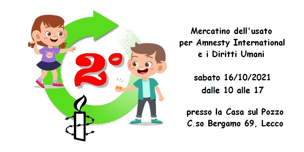 Sabato 16 ottobre il mercatino dell’usato di Amnesty International