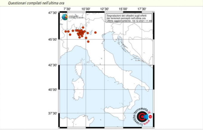 Forte scossa di terremoto avvertita a Lecco e in Brianza