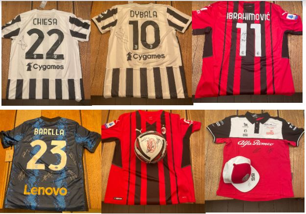 All’asta le maglie di giocatori di serie A e piloti di F1 per solidarietà