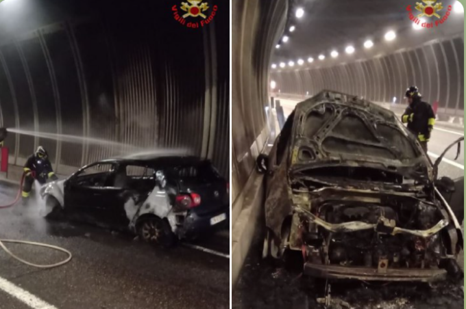 Auto incendiata nella Lecco-Ballabio