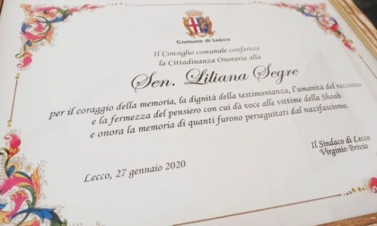 La senatrice Segre cittadina onoraria di Lecco