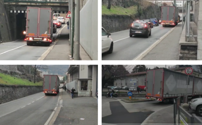 Il video dell’incredibile manovra del camion incastrato sotto il ponte di via Amendola