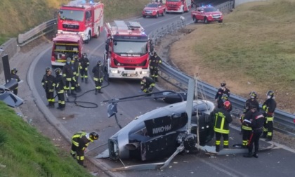 Precipitato un elicottero nel Comasco, all'ingresso dell'autostrada A9