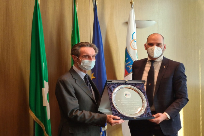 Il galbiatese Marco Riva, numero uno del Coni, incontra Fontana