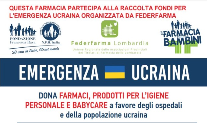 Le farmacie lombarde al fianco di Fondazione Rava, per  raccogliere farmaci e beni di prima necessità