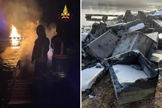 Rimossi i detriti del pontile incendiato