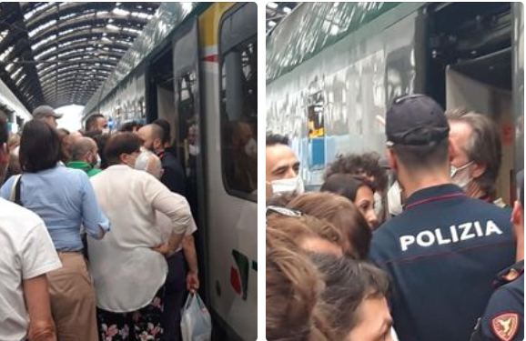 Vagoni e dimezzati e ressa sui treni: interviene la polizia